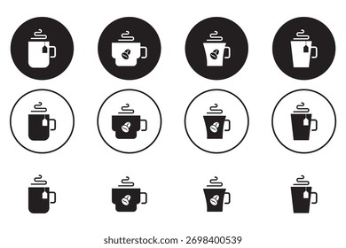 Ícone de vetor de xícara de café definido. Xícaras de chá de café coleção símbolo. Ilustração de vetor.