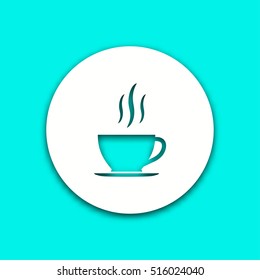 Coffee cup vector icon with shadow. Illustration isolated for graphic and web design.