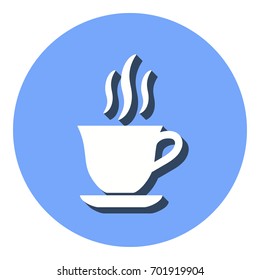 Coffee cup vector icon with shadow. Illustration isolated for graphic and web design.