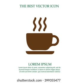 Coffee cup vector icon. Simple isolated silhouette sign symbol. Hot chocolate.