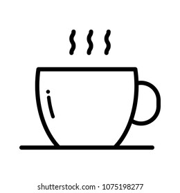 coffee cup vector icon with smoke on white background.