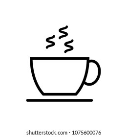 coffee cup vector icon with smoke on white background.