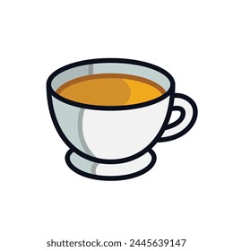 Icono de Vector de taza de café con contorno grueso