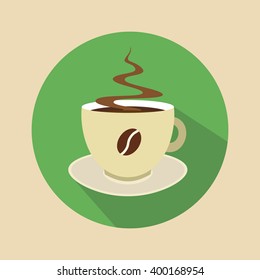 Coffee cup Vector. Icon for web and mobile application. Flat design style.