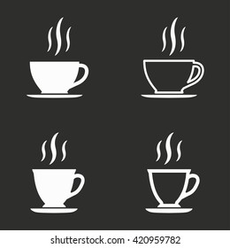 Coffee cup    vector icon. White illustration isolated on black background for graphic and web design.