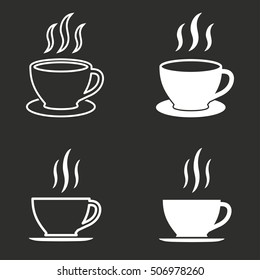Coffee cup vector icon. White illustration isolated on black background for graphic and web design.