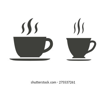 Coffee cup - vector icons in black on a white background.