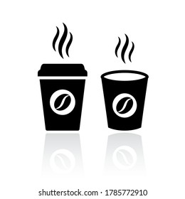 Coffee cup vector icons set isolated on white background