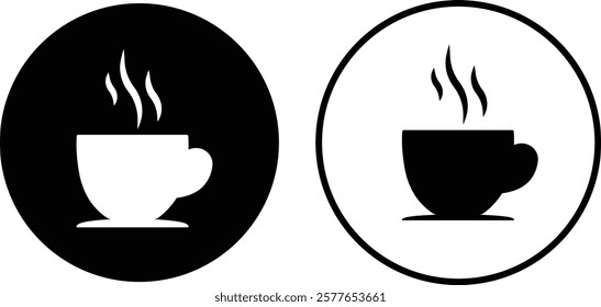 Coffee cup vector icons set. hot coffee or tea cup symbol with steam sign. Paper coffee cup icon