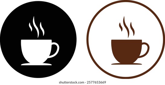 Coffee cup vector icons set. hot coffee or tea cup symbol with steam sign. Paper coffee cup icon