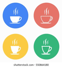 Coffee cup vector icons set. White illustration isolated for graphic and web design.
