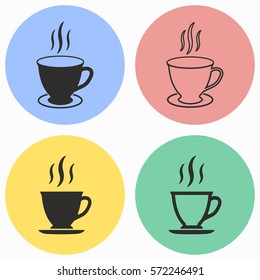 Coffee cup vector icons set. Black illustration isolated for graphic and web design.