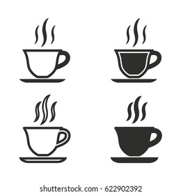 Coffee cup vector icons set. Black illustration isolated for graphic and web design.