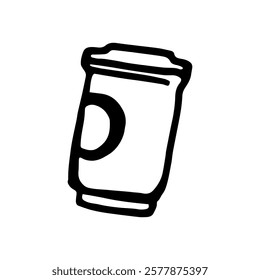 coffee cup vector illustration, black outline on white background