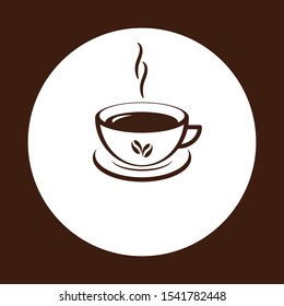 coffee cup. Vector Illustration. cards. posters. Brown. white. background. caffeine. beverage. logo.