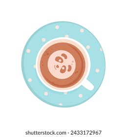 Coffee cup vector illustration. Cartoon hot drink in teacup. Cafe or restaurant icon. Breakfast time.