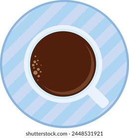 Coffee cup vector illustration. Cartoon hot drink in teacup. Cafe or restaurant icon. Breakfast time.