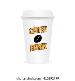 Coffee cup vector illustration. Coffee cup design. Coffee break logo.To go cup with emblem and logo in trendy style.