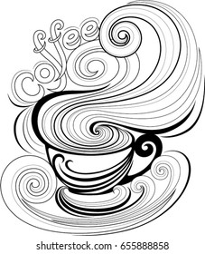 Coffee cup vector illustration, design for wall decoration, bag, pillow cover, book, poster and t-shirt.