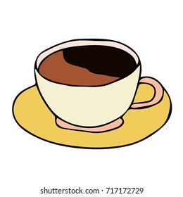Coffee Cup vector illustration. Doodle style. Design icon, print, logo, poster, symbol, decor, textile, paper