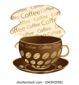 coffee cup, vector illustration, coffee gold