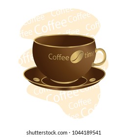 coffee cup, vector illustration, coffee gold, coffee time