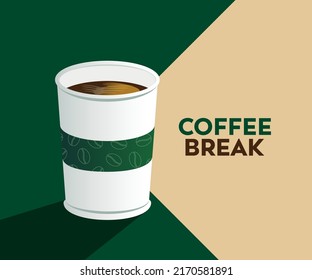 Fondo verde de ilustración vectorial de copa de café