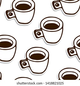 Coffee cup vector illustration. Hot drink concept. Seamless pattern design element for greeting cards, quotes, posters, covers of notebooks, sketchbooks and more. 