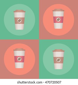 Coffee cup vector illustration. Coffee cup icon on a colorful background. 