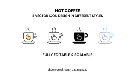 coffee in cup Vector illustration icons in different style