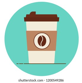 Coffee cup vector illustration isolated on background. Plastic coffee cup with hot coffee in flat style.