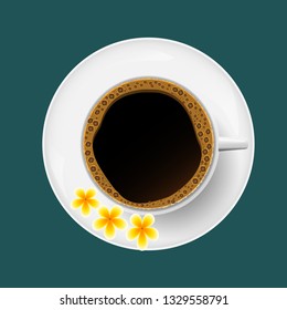  coffee cup vector illustration isolated on deep blue background.