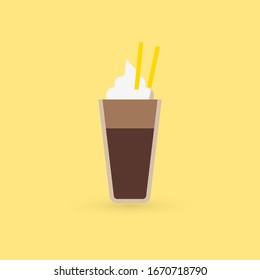 Coffee cup vector illustration isolated on background. Plastic coffee cup with hot coffee in flat style.