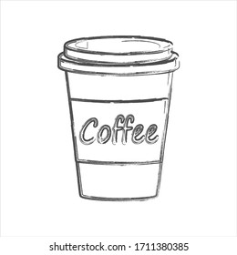 Coffee cup vector illustration isolated on background. Plastic coffee cup with hot coffee in flat style. eps 10