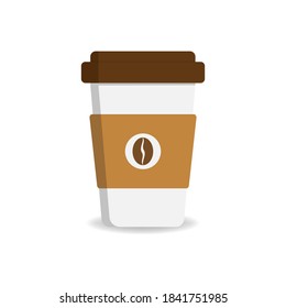 Coffee cup vector illustration isolated on background. Plastic coffee cup with hot coffee in flat style.Eps 10