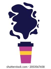 Kaffeetasse, Vektorgrafik einzeln auf Hintergrund. Plastische Kaffeetasse mit heißem Kaffee im flachen Stil.