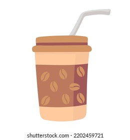 Kaffeetasse, Vektorgrafik einzeln auf Hintergrund. Plastische Kaffeetasse mit heißem Kaffee im flachen Stil.