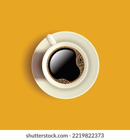 Coffee cup vector illustration isolated on yellow background