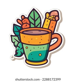 Ilustración vectorial del café pegatina aislada