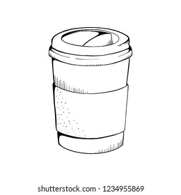 Coffee cup vector illustration. coffee cup line drawing.