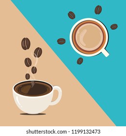 Coffee cup vector illustration, morning and after noon fresh 