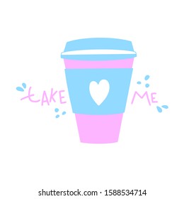 Coffee cup vector illustration. Plastic  coffee cup in flat style.