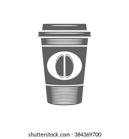 Coffee Cup Vector Illustration. Coffee Cup Silhouette Isolated On White Background. Vector object for Labels, Badges, Logos Design. Coffee Logo, Coffee Cup Silhouette, Retro Logo.