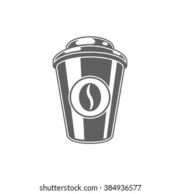Kaffeecup-Vektorgrafik. Kaffeecup Silhouette einzeln auf weißem Hintergrund. Vektorobjekt für Labels, Badges, Logos Design. Kaffeelogo, Coffee Cup Silhouette, Retro-Logo.