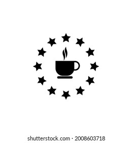 coffee cup vector illustration surrounded by stars, great for cafe coffee icon