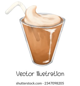 Coffee cup vector illustration Watercolor.