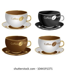 coffee cup, vector illustration, white background, coffee time, set
