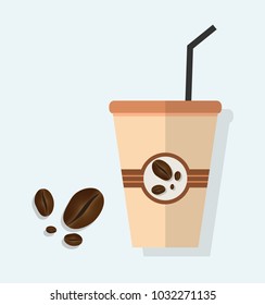 Coffee cup vector illustration.isolated on background.style. Coffee cup beans.
