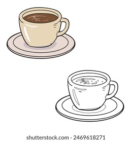 coffee cup vector illustrations. outline style. you can change color you want.