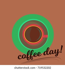 Coffee cup. Vector isolated design element for greeting and post cards, posters and print invitations or T-shirt designs. emblem